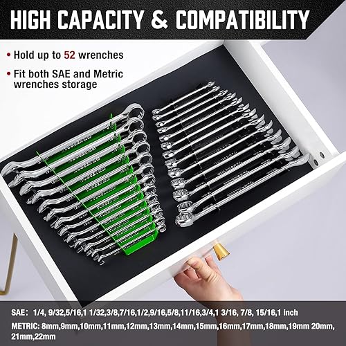 Miniatura 4 de ALOANES Organizador de llaves metálicas de 52 ranuras, bandeja organizadora de llaves resistente para caja de herramientas, compatible con