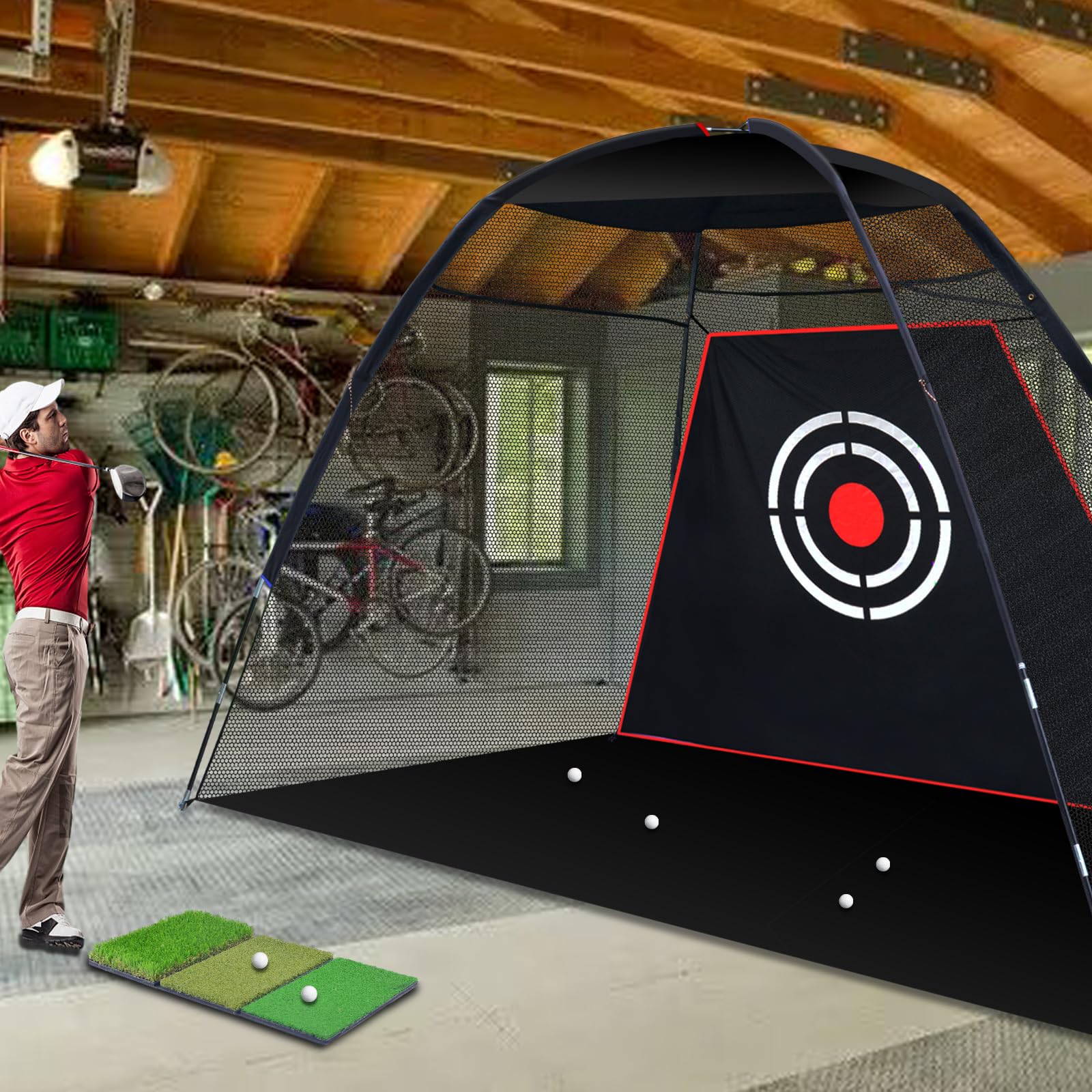 Kapler Golf Backyard Hitting Net Indoor 12X7ft Golf Driving Practice Golf Net Portable Outdoor Golf Home Chipping Swing Nets with Carry Bag & Target