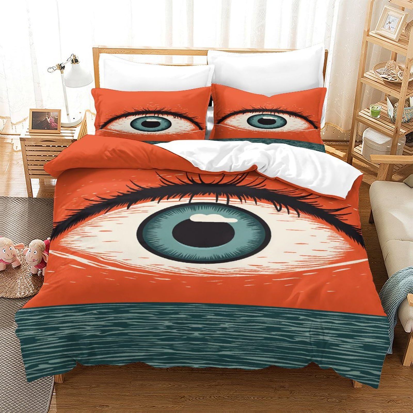 P1S9U7W5Y Trendy Eye 3D Printed Microfiber Duvet Cover Set 3pcs Artistic Eye Bedding Set King