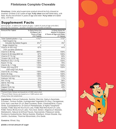 Miniatura 8 de Picapiedra Vitaminas masticables para niños multivitamínico completo para niños y niños pequeños con hierro calcio vitamina C vitamina D y más 180