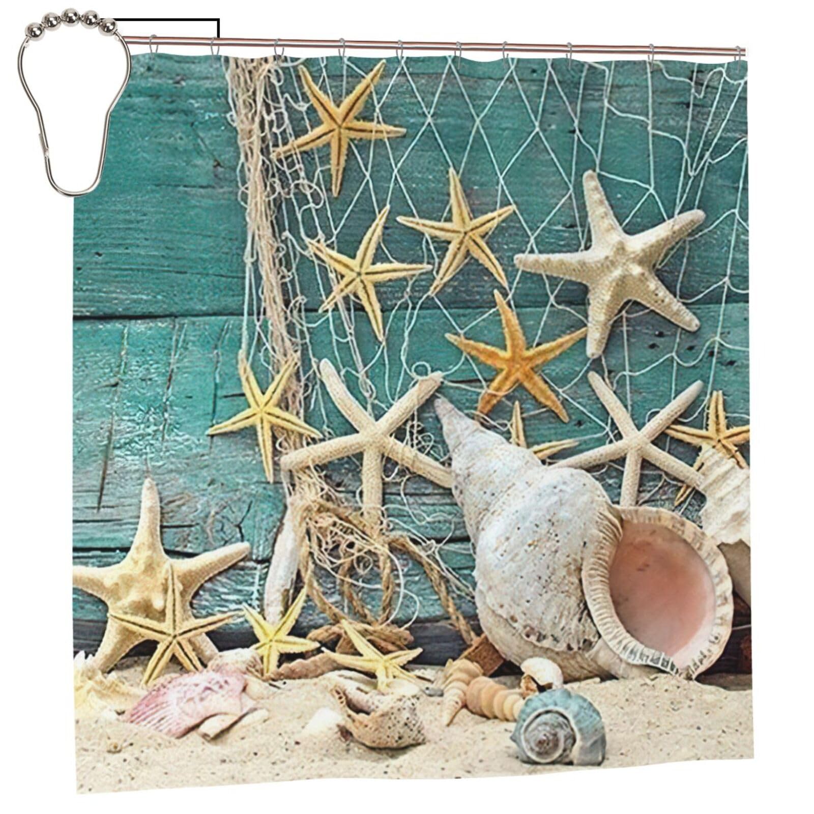 Rideau de douche anti rouille en tissu imprimé bord de mer 183cm