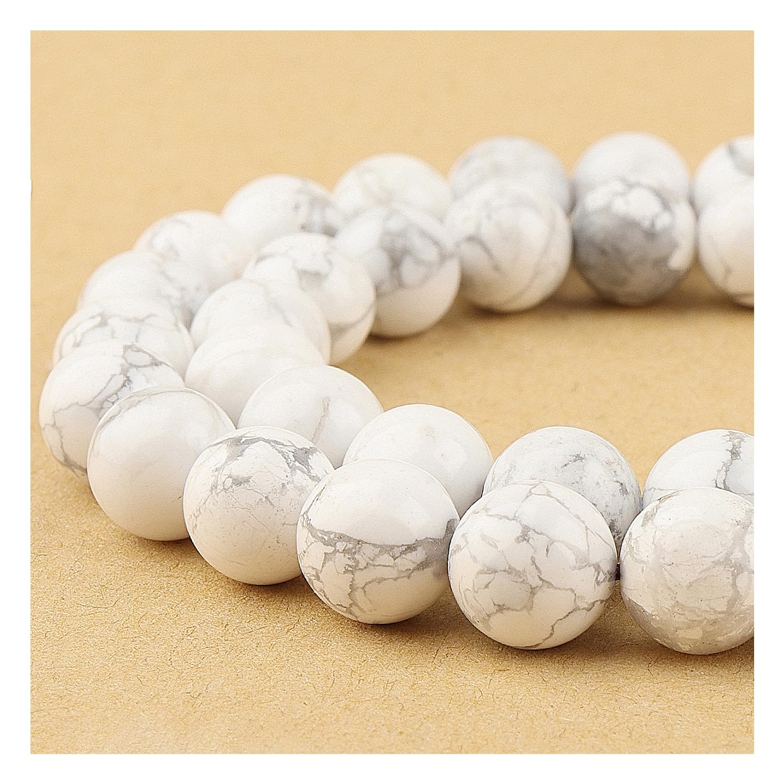 DIQIO Natural Howlite Turquoise Stones for Jewelry - White Gemstones for Bracelets, 8mm Round Loose Stones(44-47pcs, 8mm, Howlite Turquoise)