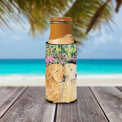 Miniatura 3 de Caroline's Treasures SS8974MUK Golden Retriever Ultra Hugger para latas delgadas, funda enfriadora de latas, lavable a máquina, funda para bebidas,