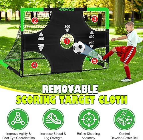 Miniatura 4 de Kids Soccer Goals for Backyard Set of 2, 6x4 ft Portable Toddler Soccer Goal Training Equipment with Soccer Target, Ball, Cones, Soccer Net for Kids