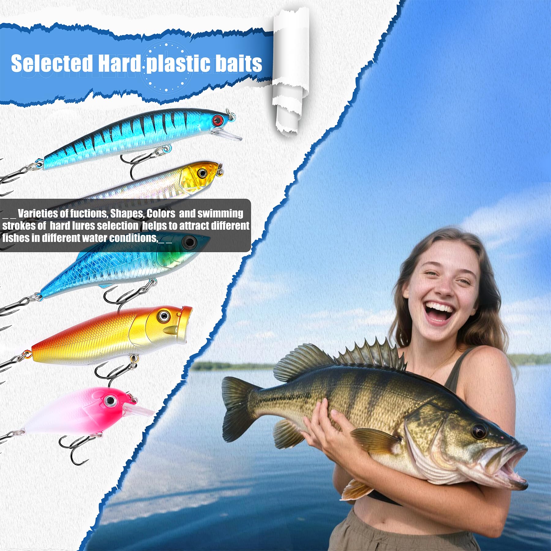 EXAURAFELIS Kit de leurres de pêche 307 pièces