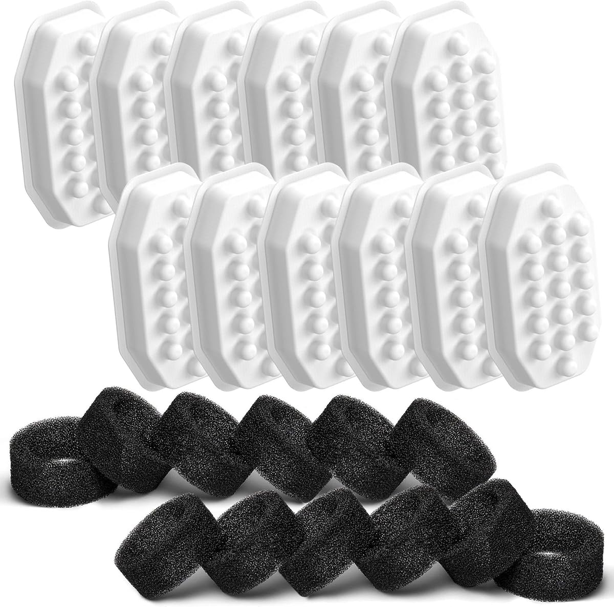 Rellaty Official Cat Water Fountain Filters Replacement & Pre-Filter Sponge | For 3.2L/108oz Automatic Pet Fountain Dog Water Fountain (12 carbon filter and 12 sponges)