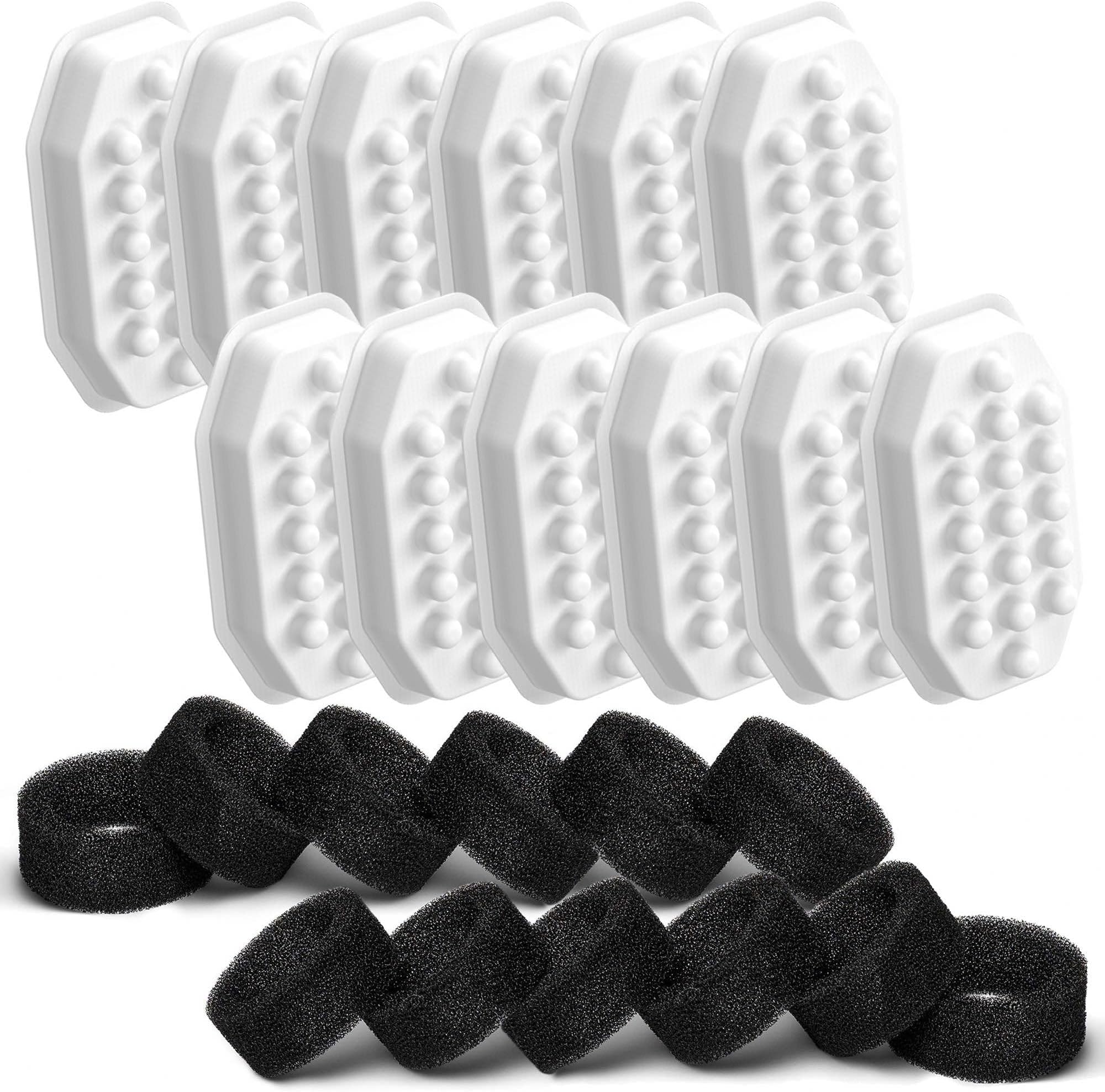 Rellaty Official Cat Water Fountain Filters Replacement & Pre-Filter Sponges for 3.2L/108oz Automatic Pet Fountain Dog Water Fountain (12 Carbon Filter and 12 sponges)