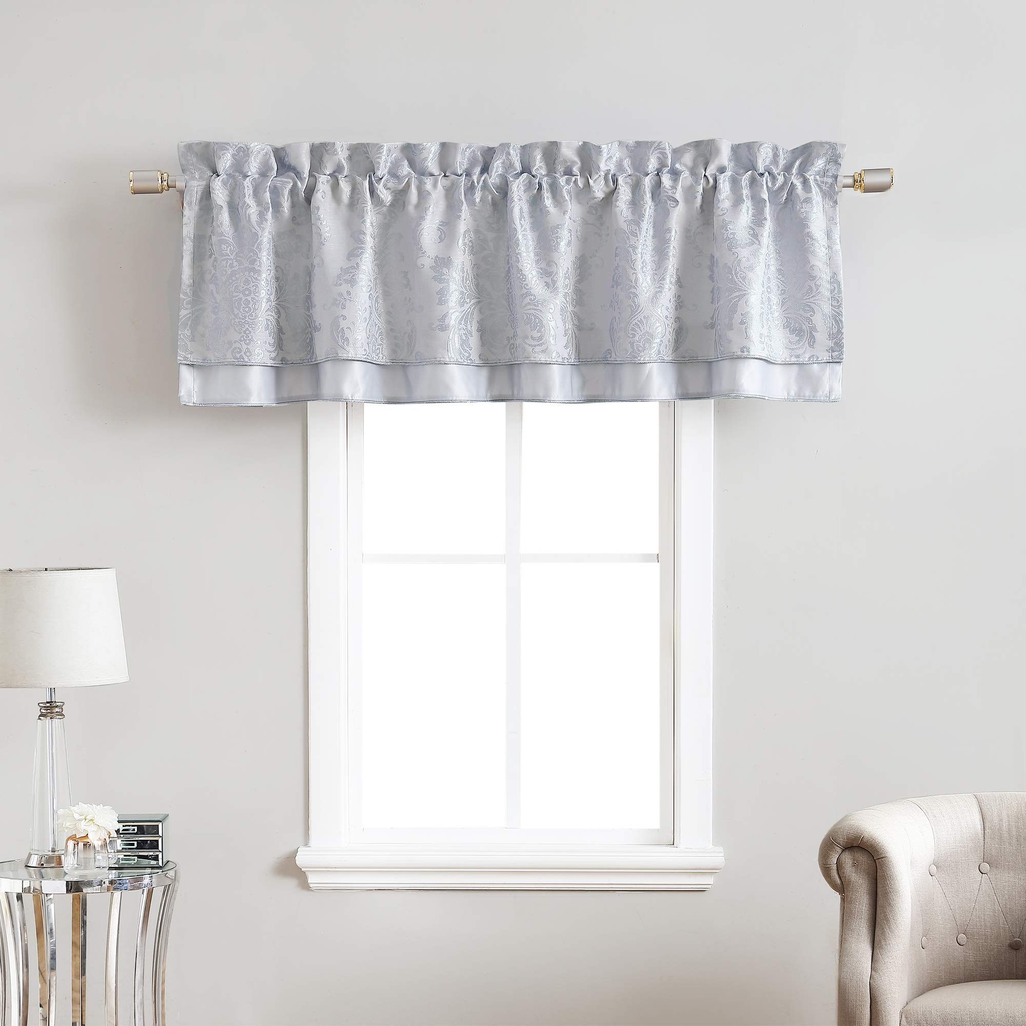 CroscillMia Blue Double Straight Valance 72"x20", Dusty Blue