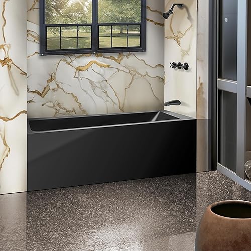 Miniatura 86 de Fine Fixtures Acrílico, bañera de fibra de vidrio con delantal integral frontal en blanco brillante, drenaje a mano derecha, 48 x 32 pulgadas