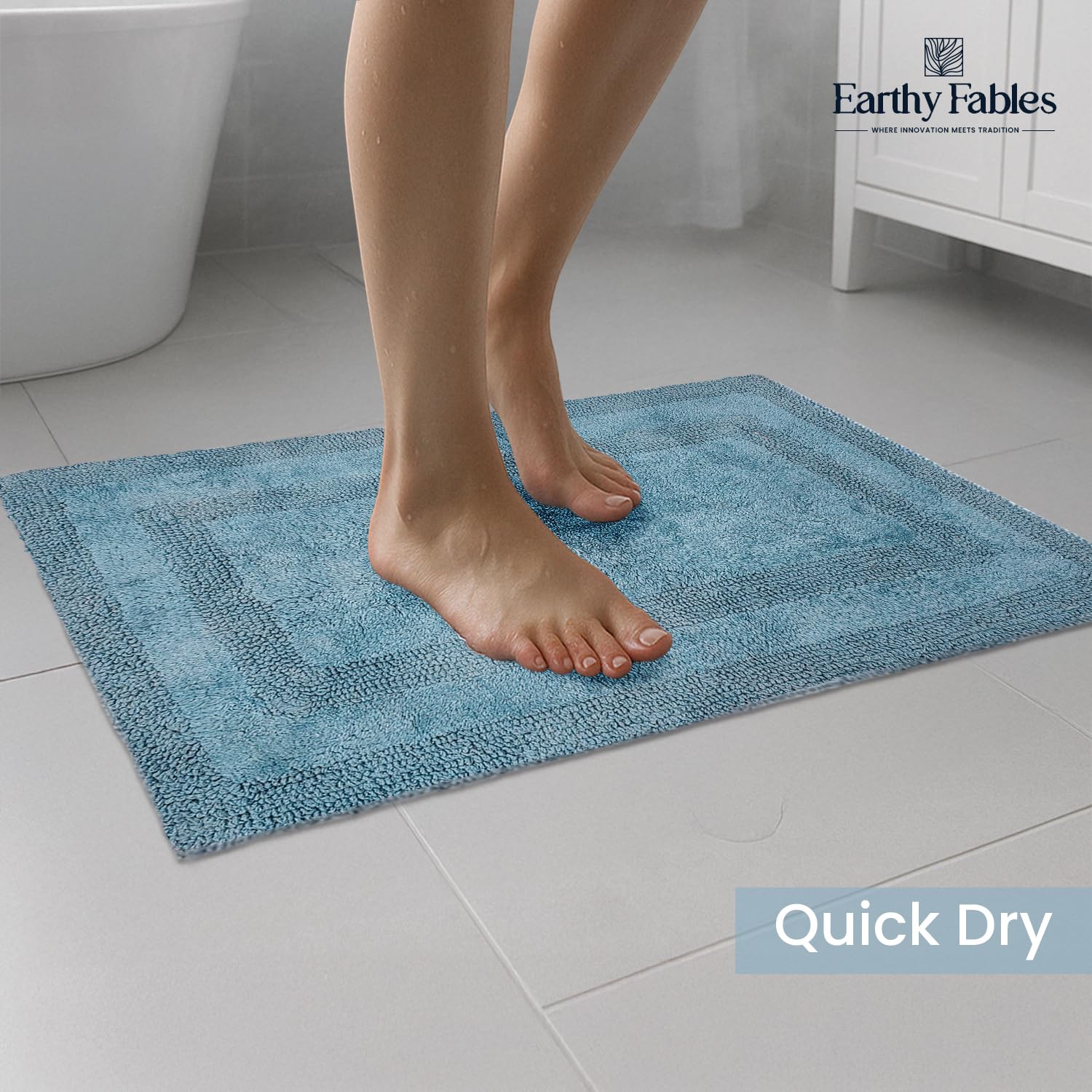 Earthy Fables Premium Cotton Bath Mat - Soft & Absorbent -5