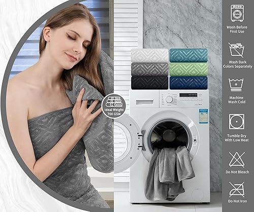 Vista 226 de Juego de toallas de microfibra de 8 piezas, 2 toallas de baño, 2 toallas de mano, 4 toallas pequeñas, toalla de baño extra grande para baño, hotel