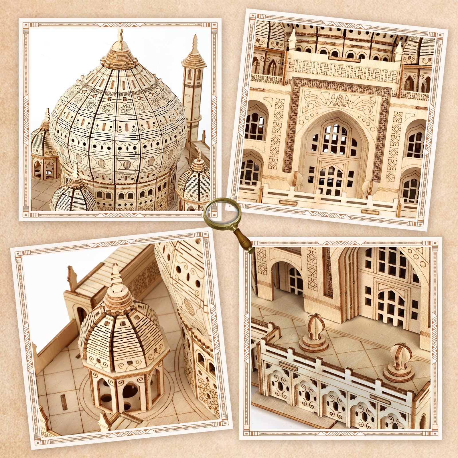 Cuteefun Puzzle 3D in Legno - Modello di Taj Mahal [388 Pcs] - Modellismo da Costruire Adulti, Regali Artigianali e Decorazioni, Idea Regalo per Compleanni, Natale