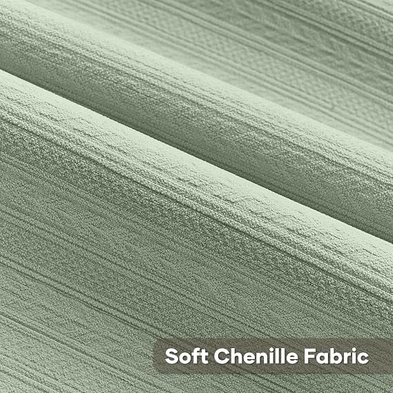 FUTEI Pack of 2 Solid Chenille Throw Pillow Covers 16x16 Inch, Sage Green