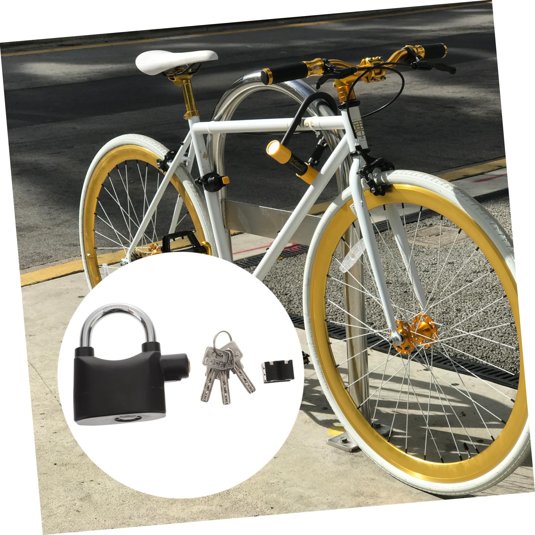 Cadenas Antivol de Vélo en U, Alarme, Lot de 2 Pièces | Alliage D'aluminium Noir, 3 Clés Incluses, Usage Multi-porte et Fenêtre, Facile à Transporter