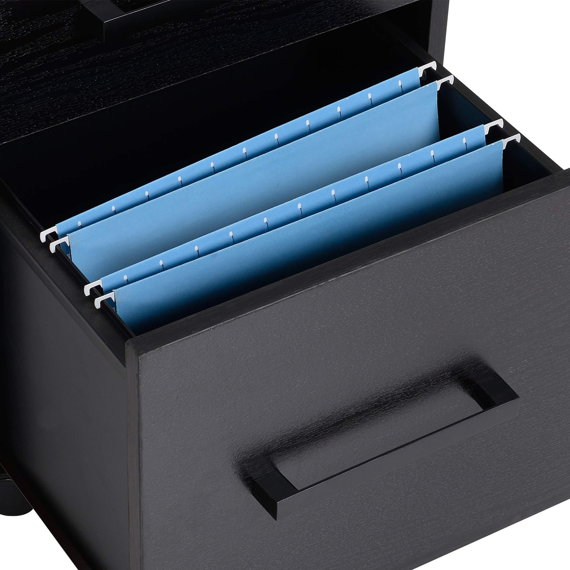 HOMCOM Cassettiera Portadocumenti da Ufficio Schedario con 3 Cassetti e Serratura, in Legno, Nero, 39.2 x 40 x 65.4cm