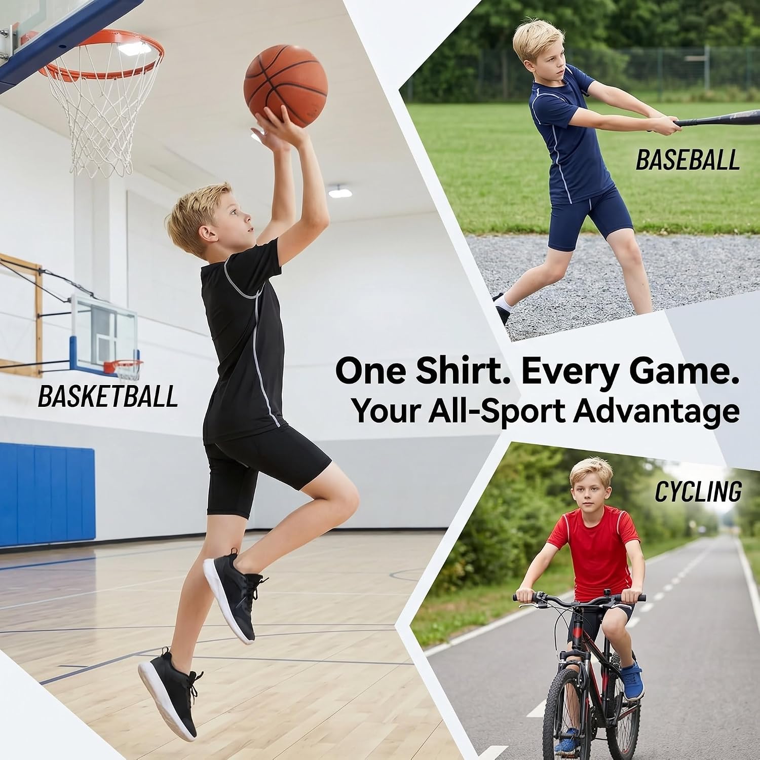 LANDUNSI 1~3 Pack Youth Boys Compression Shirt Athletic Short Sleeve Baseball Undershirt Soccer Sports Base Layer Top