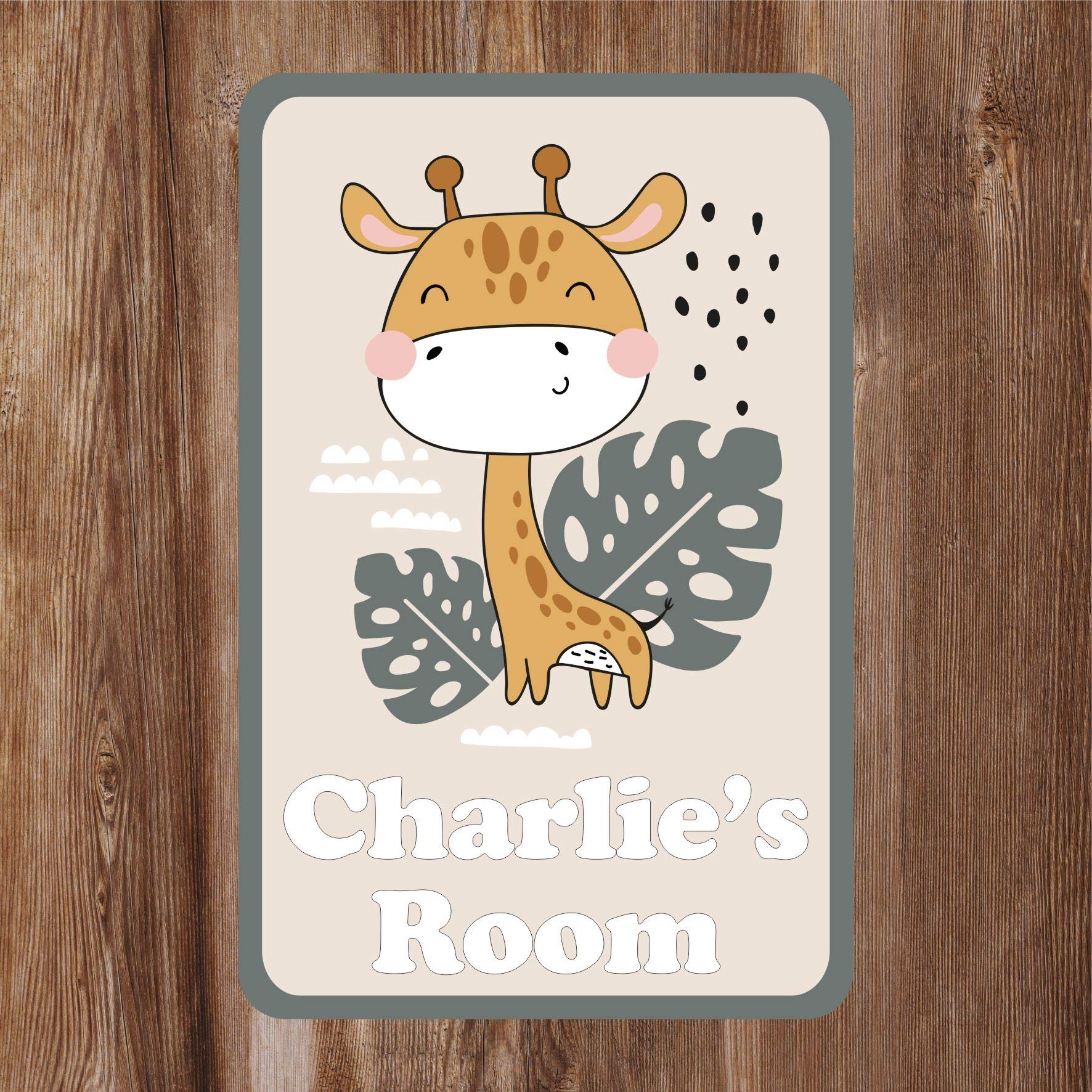 Precision Designs Girls Cute Giraffe Kids Bedroom Door Sign Personalised For You - Any Name! Door Plaque,/Boys,Nursery,Decor,Kids Room,Animals