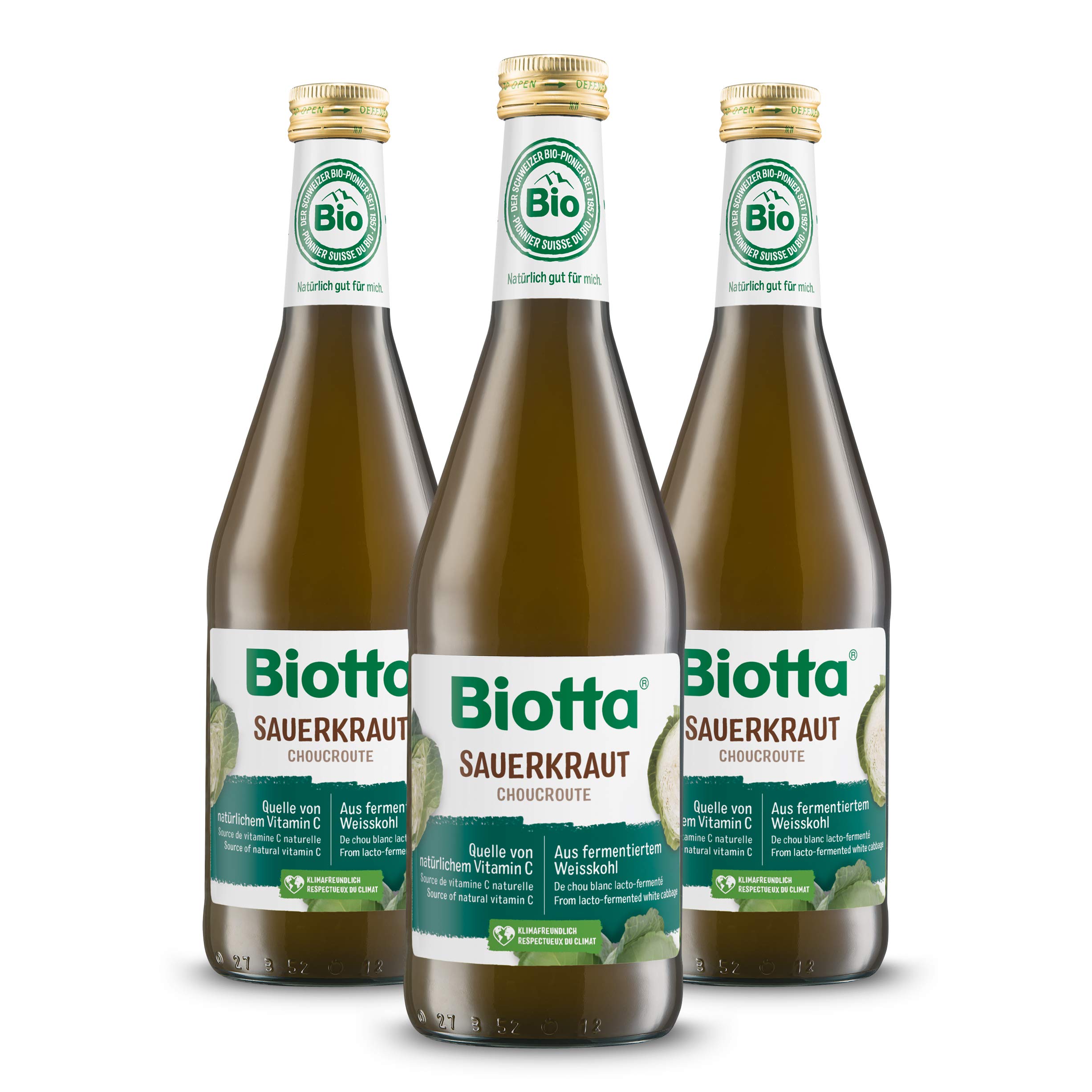 A.VOGEL BIOTTA - Jus de Choucroute lacto-fermenté - Favorise la digestion - Légumes frais - A base de chou blanc bio et de sel marin - Actifs végétaux 100% bio et vegan - Vitamine C - 500ml- Lot de 3