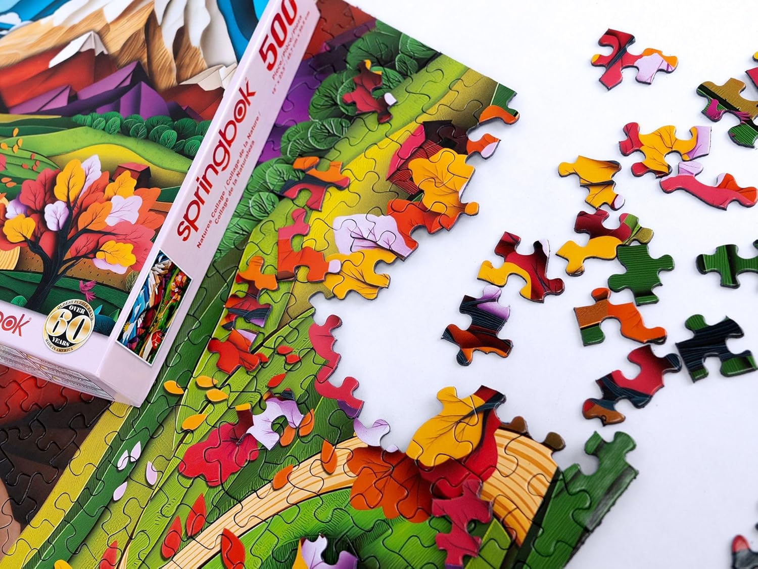 Springbok Nature's Collage 500 Piece Jigsaw Puzzle for Adults - Vibrant Paper Art and Quilling Image - Unique Cut Pieces - Made in USA