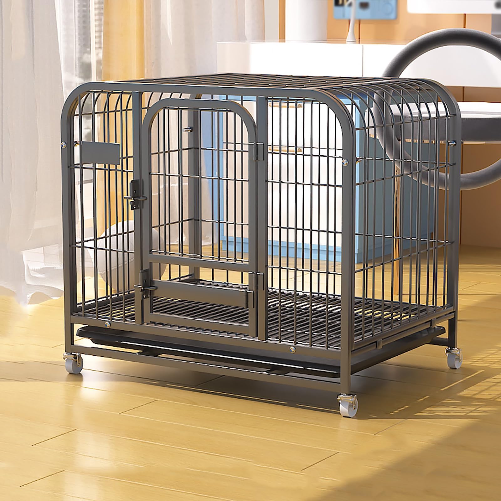 Niche d'intérieur robuste pour chiens destructeurs avec roues