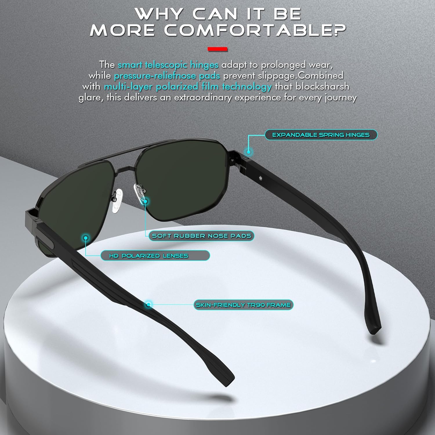 ATTCL Polarized Sunglasses for Men, Mens Sunglasses for Driving, Fishing, Golf, Pilot Square Metal Frame, UV400 - Image 4