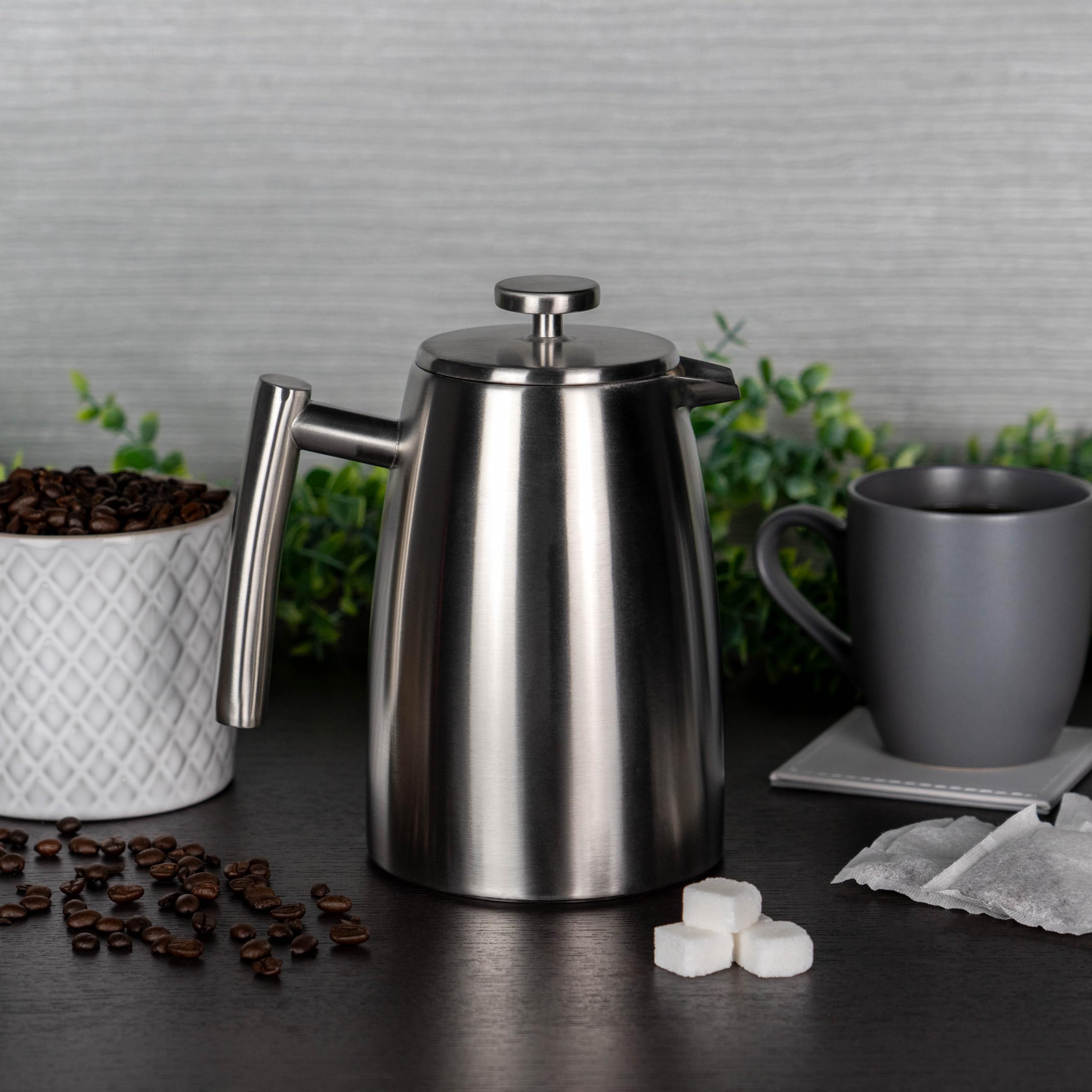 Café Stål Belmont Cafetiera a Doppia Parete da 16 Tazze / 2000 ml, Caffettiera a stantuffo in Acciaio Inossidabile 18/10, Caffettiera con Finitura a Specchio e Manici Resistenti al Calore