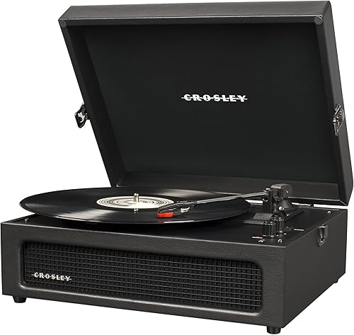 Miniatura 6 de Crosley CR8017B-BK Voyager - Tocadiscos portátil clásico de vinilo con Bluetooth de entrada/salida y altavoces integrados, Negro