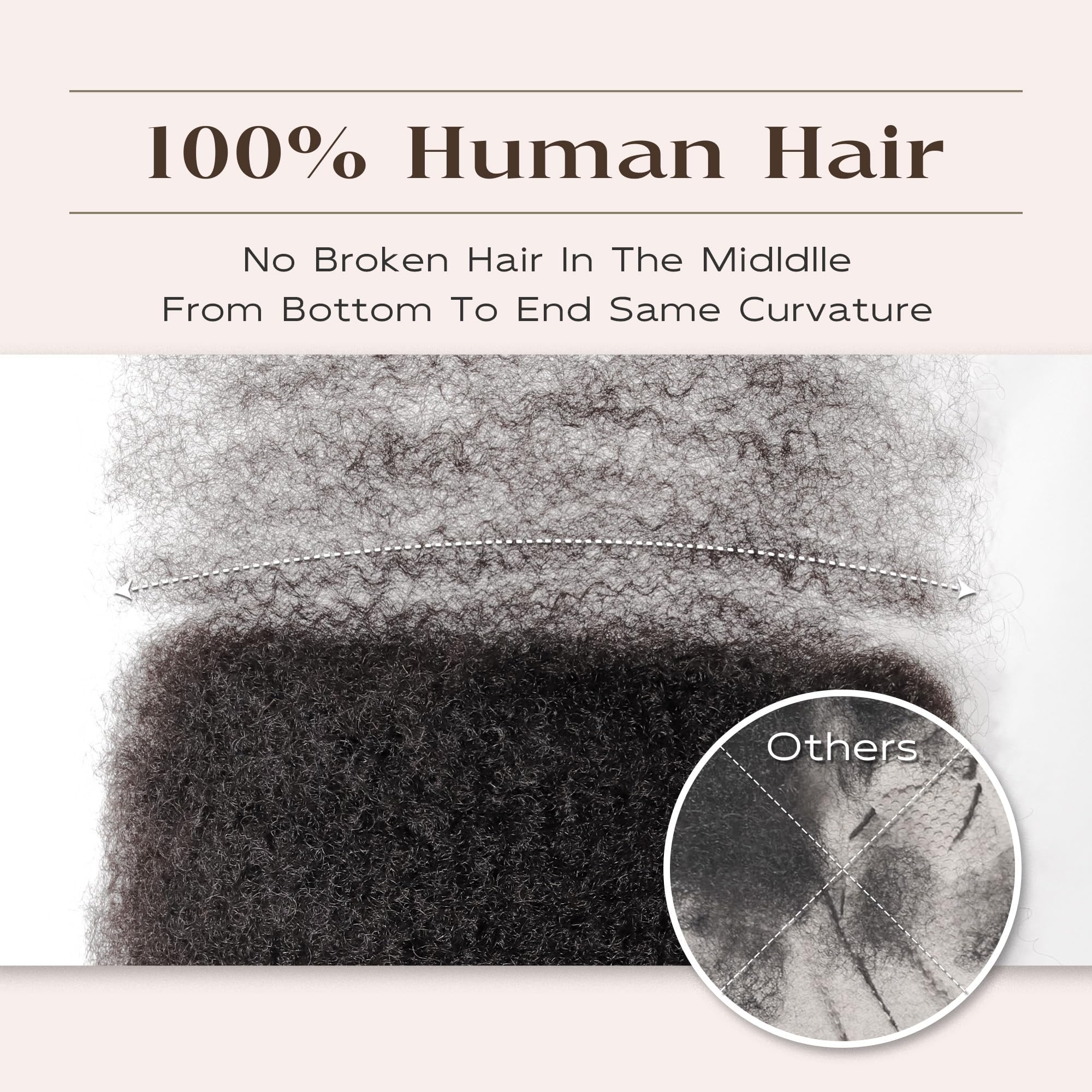 12 Inch afro kinky-curly human hair bulk for Dreadlock Extensions and Twist Braiding 100% Human Hair Repair Locs 50g/Pack Afro Kinkys Bulk Human Hair(Natural Black - Image 3