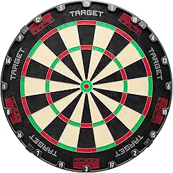 Target Dardos TOR Dardos TOR, placa de dardos de ponta de aço | Kit de fixação e alvo padrão de competição aprovado pela WDF, anel numérico rotacional moderno, sisal Madagascano premium, sistema de