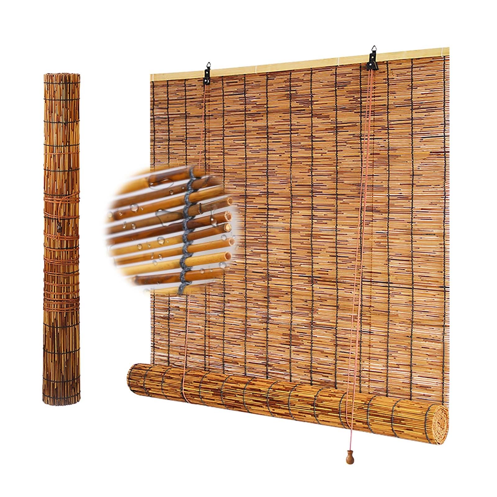 Tenda Bamboo Esterno Tende a Rullo Per Interni 85% Oscuranti Tapparelle Avvolgibili Bamboo Tende Veneziane Anti-UV Per Patio/Portico/Giardino/Cucina 50 80 90 100 120 140 150 160 180cm Di Larghezza