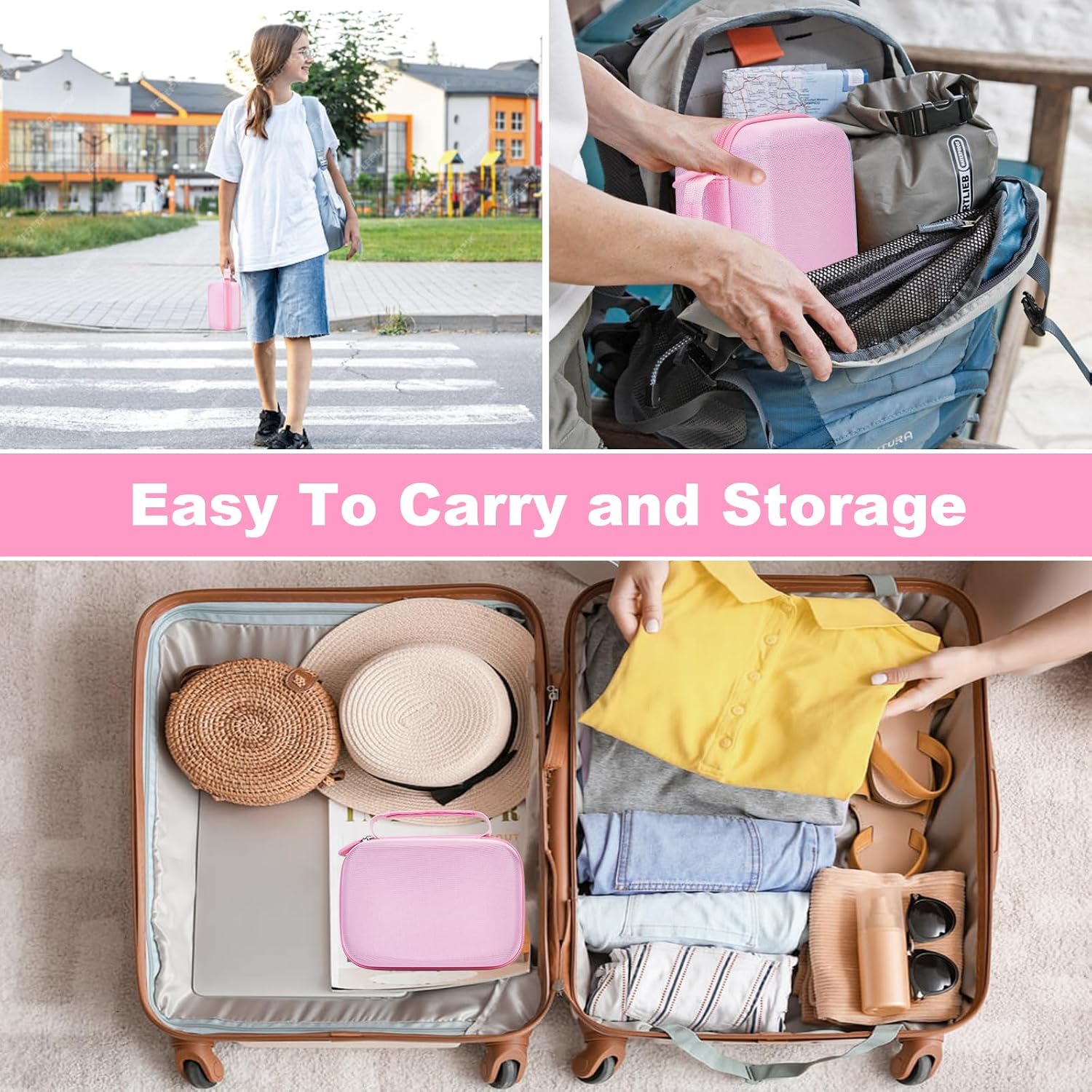 Camera Case Compatible for ESOXOFFORE/Upgrade/Dylanto/Yehtta/HiMont/CAMCLID Kids Instant Print Camera Toy,Portable Digital Camera Storage Holder Organizer Bag (Case Only) - Pink
