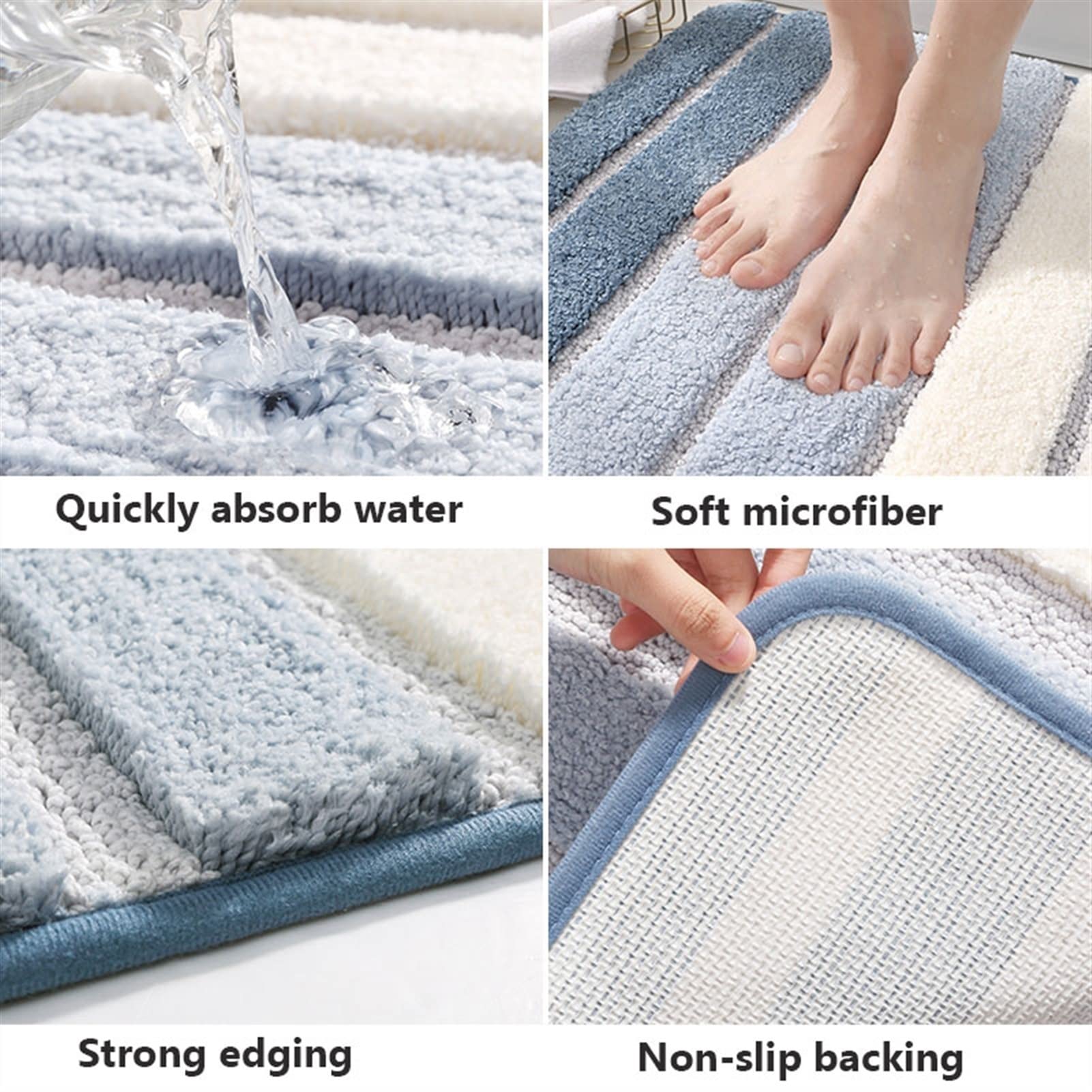 Badmat - Mat Voor In De Badkamer Zachte Hoogpolige Antislip Badmat Machinewasbare Badmat Waterabsorberende Microvezels Douche Badkamer Badkuip Grijs 50x80 Cm