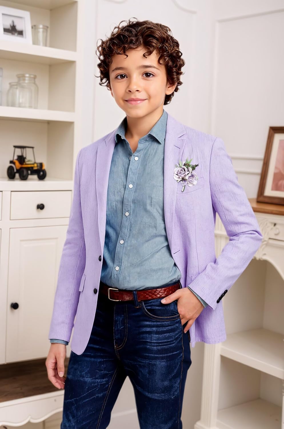 Linen Boys Blazer Lightweight Sport Coat Summer Casual Kids Wedding Guest Outfit