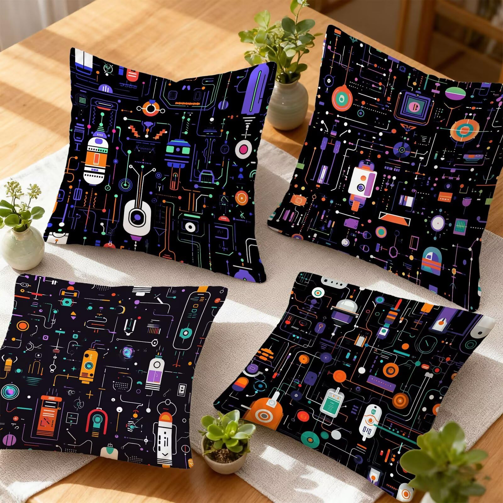 Vistoso Funda Cojin 60x60 Abstracto Funda Almohada 60x60 Cojines Sofa Súper Suave Fundas Cojines Decorativos Fundas Almohadas 4 Piezas Cervicales y Cuello, para Hogar Cama Salon Decoracion E - 901
