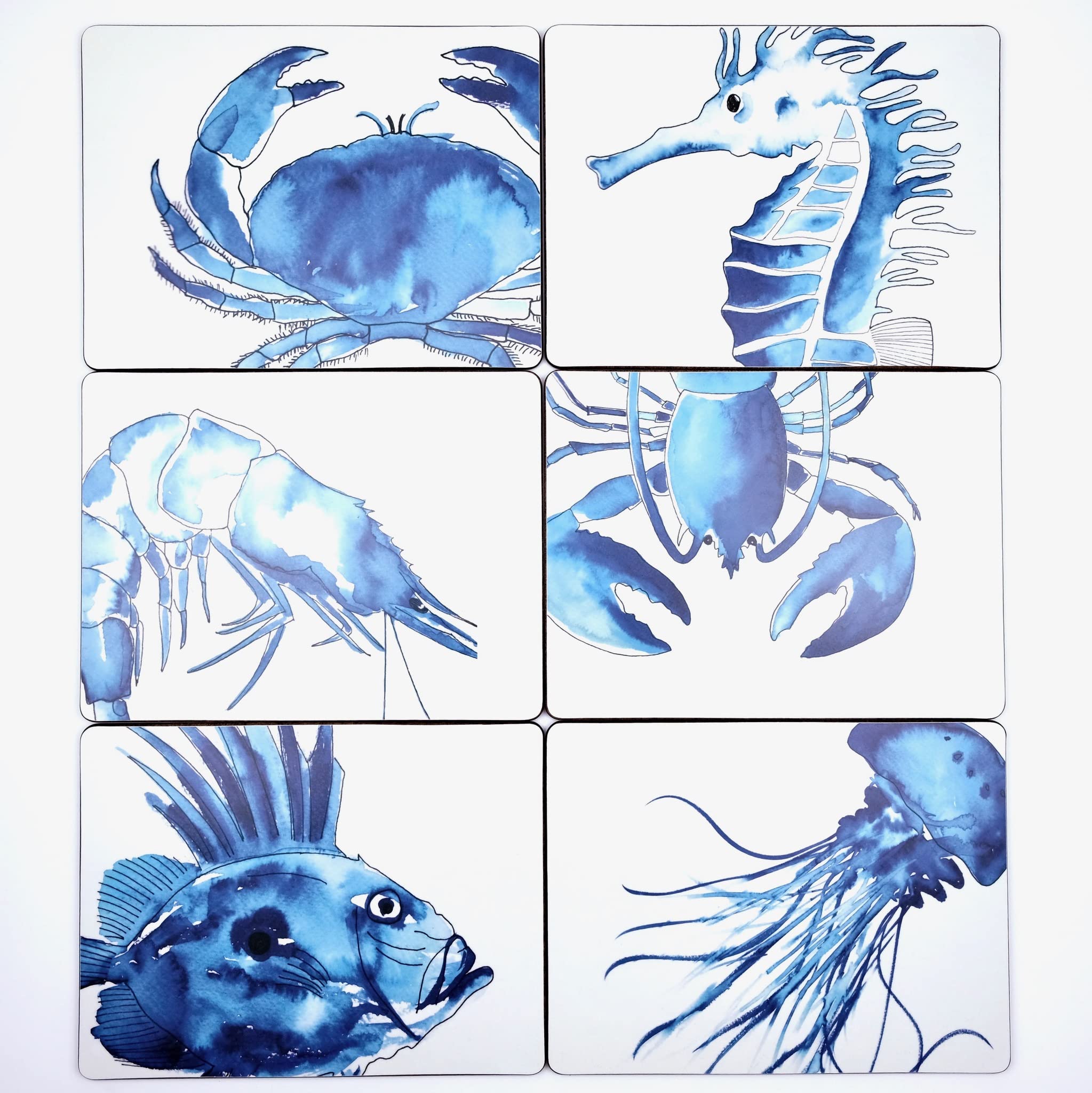 SeaKisses Pack of 6 Sealife Coastal Coasters