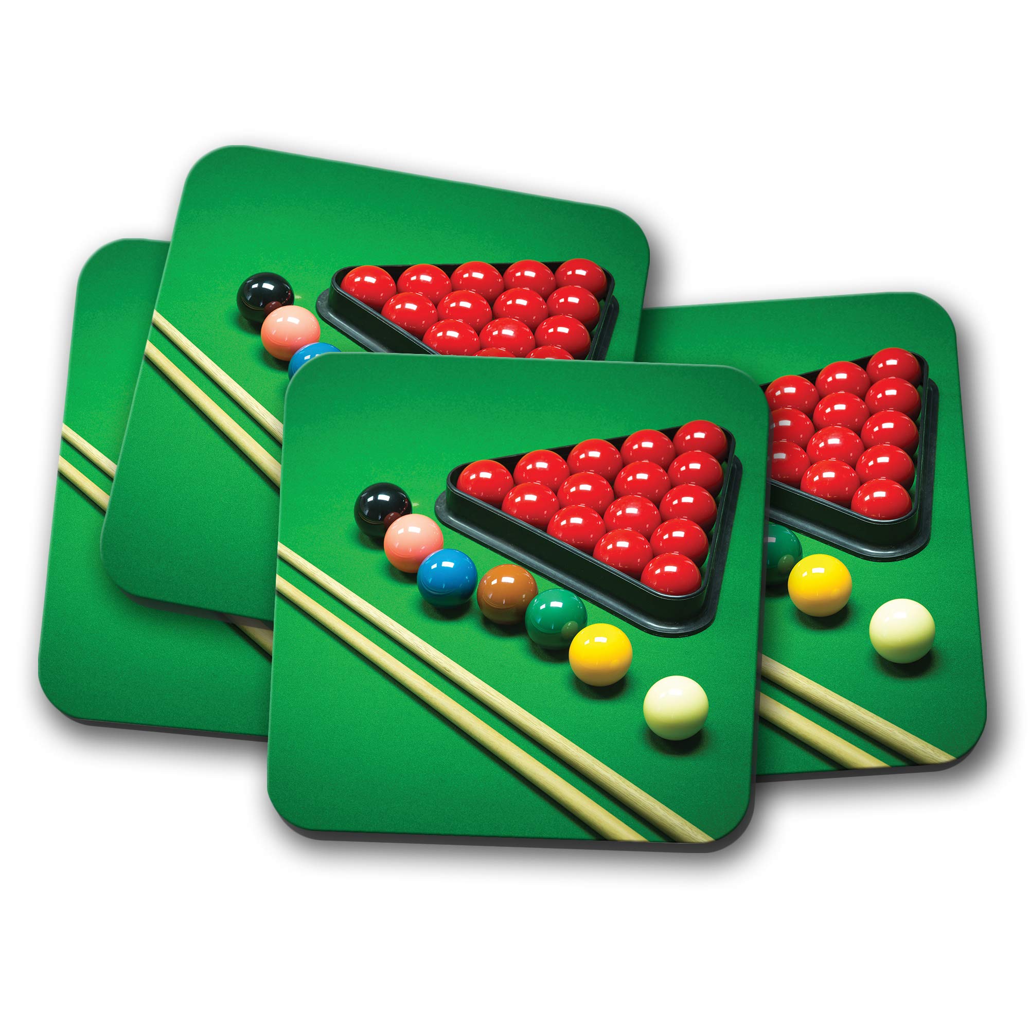 Destination Vinyl Ltd Men's Multicolor 4 Set - Snooker Game Coaster - Pool Cue Sport Pub Bar Sports #16452