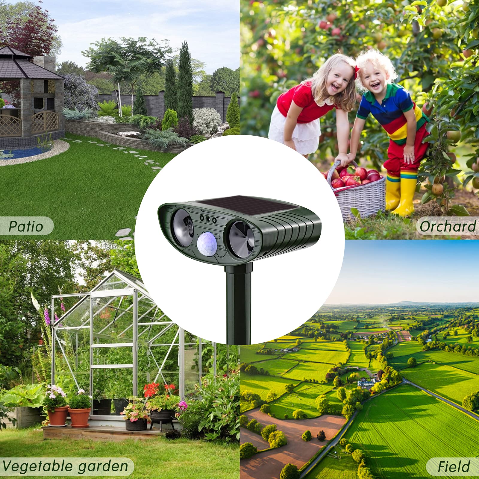 Répulsif Chat Exterieur Ultrasons Repeller Repulsif Chat Solaire Répulsif pour Animaux avec Détecteur de Mouvement PIR et LED pour Chats Chiens Renards Oiseaux