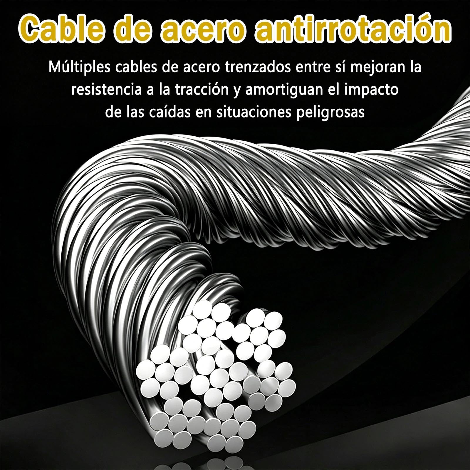 Arnes Linea de Vida Retráctil Tejado, 10m Dispositivo Anticaidas Retráctil Seguridad para Trabajos en Altura, Arnés de Seguridad Anticaídas Retráctil con Gancio Autobloccante(Verde,10m)