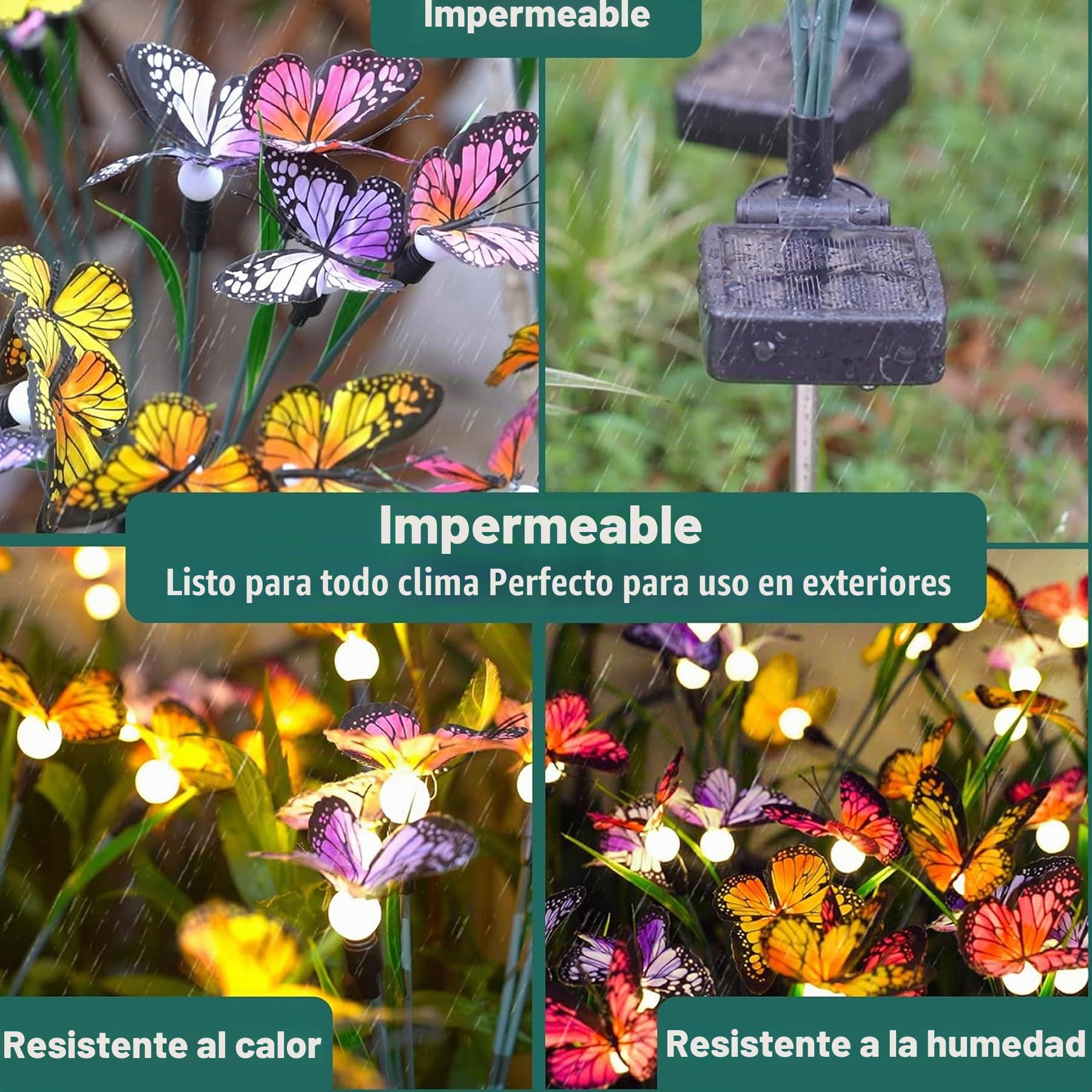 VEEKAY Luces Solares Exterior,4 Pieza 24 LED Mariposa Lámparas Solar,IP65 a Prueba de Agua,Luces Solares Led Exterior Jardin,Ideal Iluminacion Exterior Sola Adecuadas para Jardines, Pasarelas