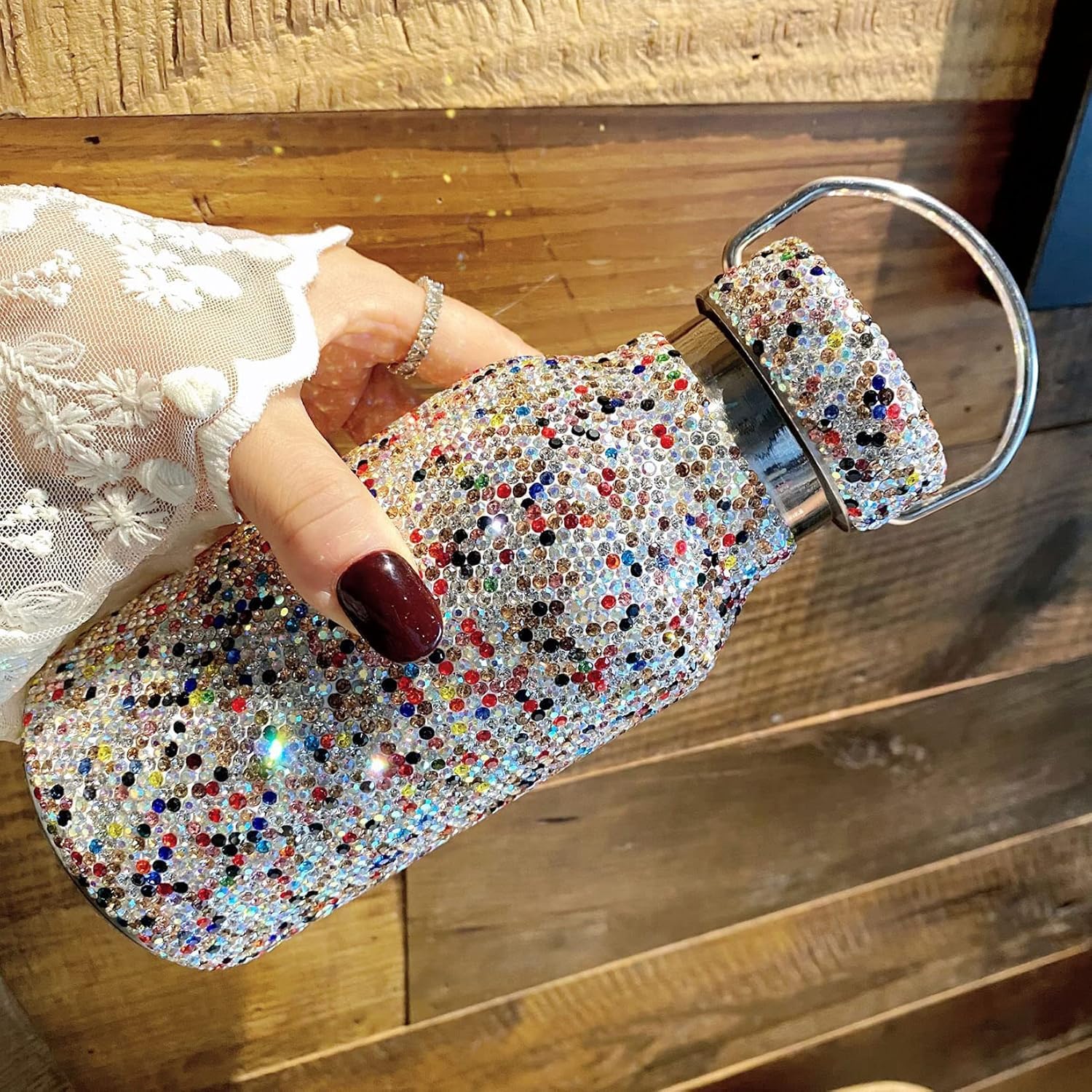 Diamentowa termos, butelka termiczna, Bling Rhinestone butelka wody kubek podróżny ze stali nierdzewnej kubek wody sport samochodowy kubek podróżny dla kobiet strona główna impreza na świeżym powietrz