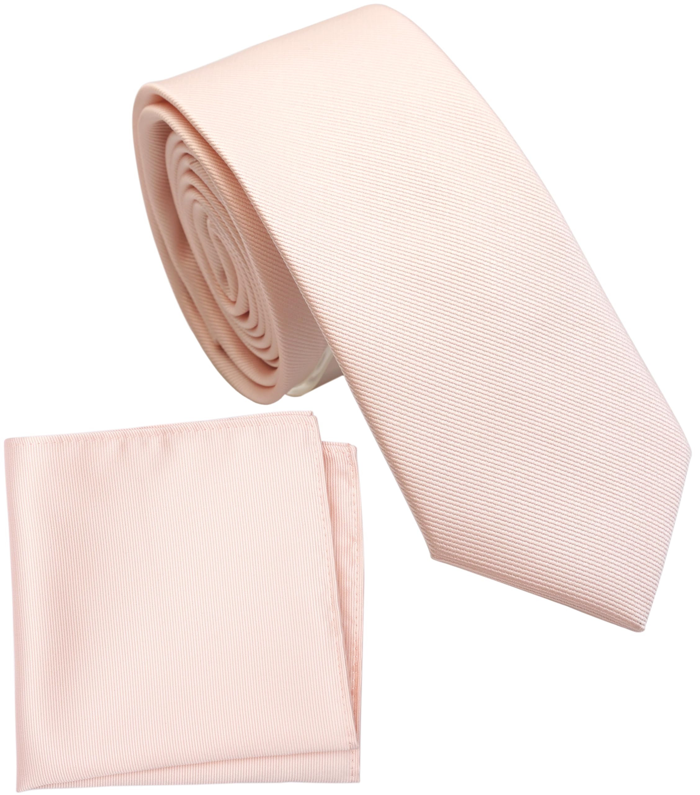 Boy's Solid Tie with Pocket Square Set, Regular Necktie for Children and Kids, Self-Tied
