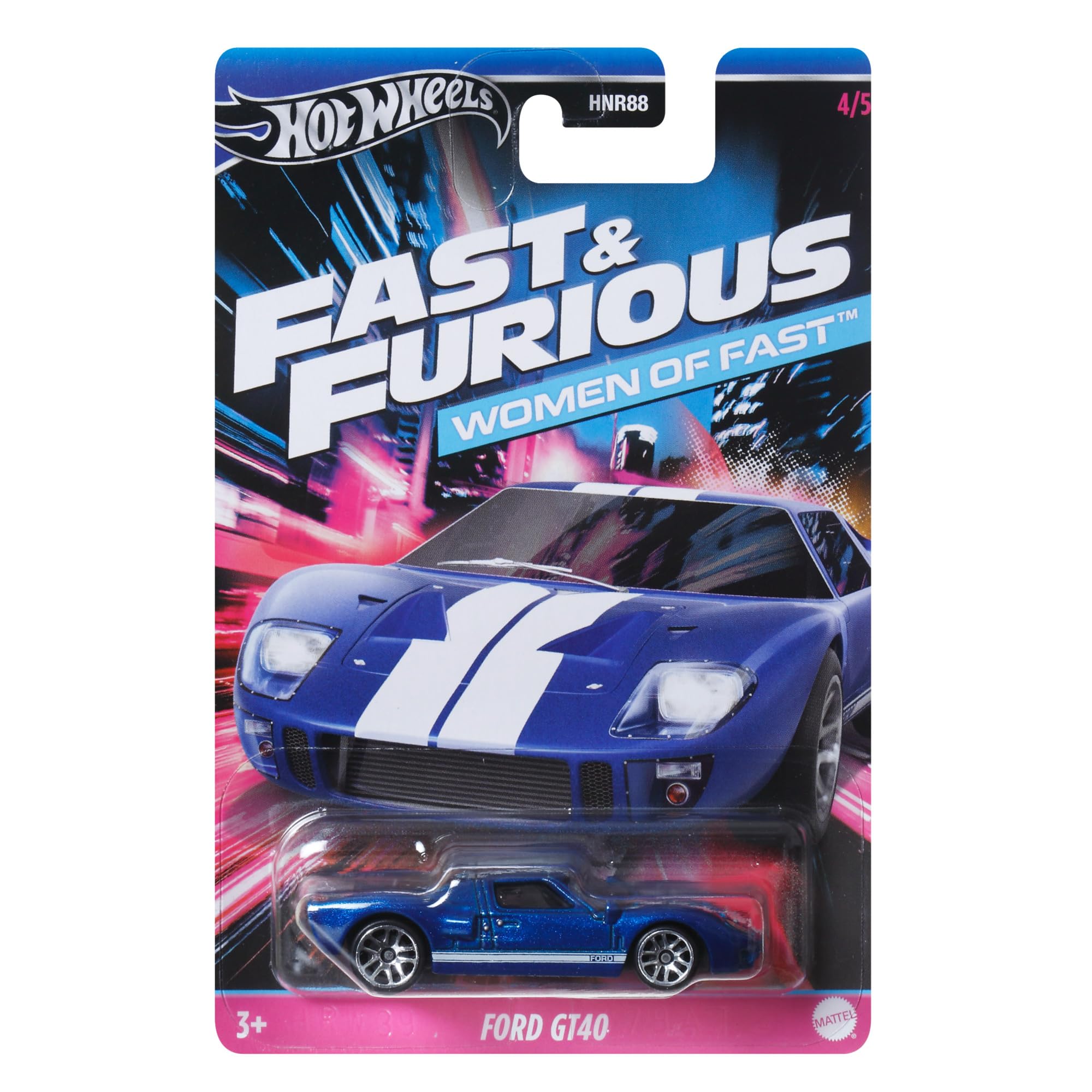 Hot Wheels Car Ford GT 40 - Women from Fast and Furious - Die Cast Model 1:64 Scale - Length 7cm