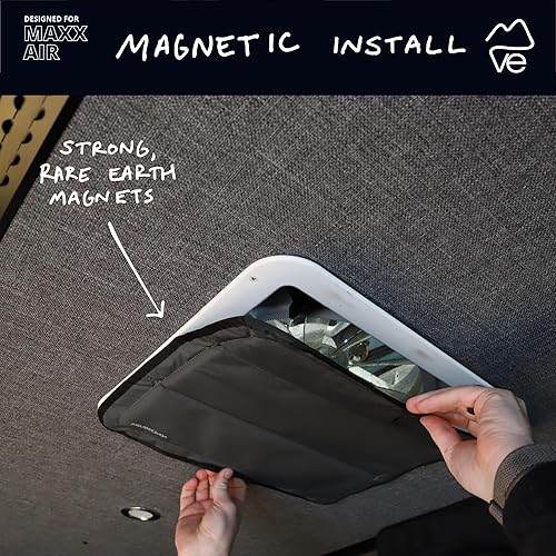 Miniatura 2 de VanEssential Cubierta Solar de Ventilación de Techo con Aislamiento Magnético para Ventilador MaxxAir, Fantastic Fan 16.5" x 16.5" (GRIS FRÍO)