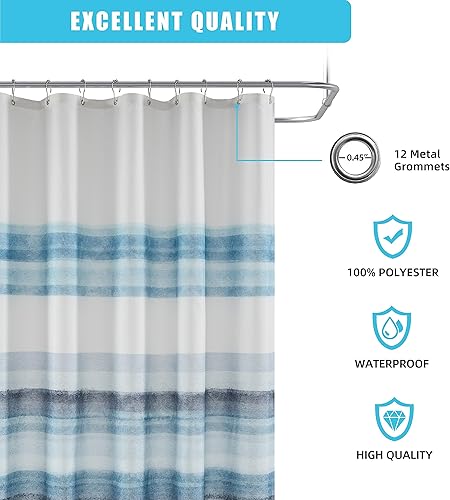 Miniatura 3 de Cortina de ducha con rayas degradadas, cortina de ducha de playa abstracta con pintura al óleo, cortinas de ducha decorativas para baño, impermeable