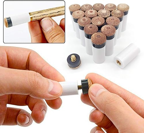Miniatura 4 de Kit de reparación de 32 puntas de taco de billar y casquillos de billar, rosca de 0.51 pulgadas, punta de taco de billar para casa, bar, piscina,