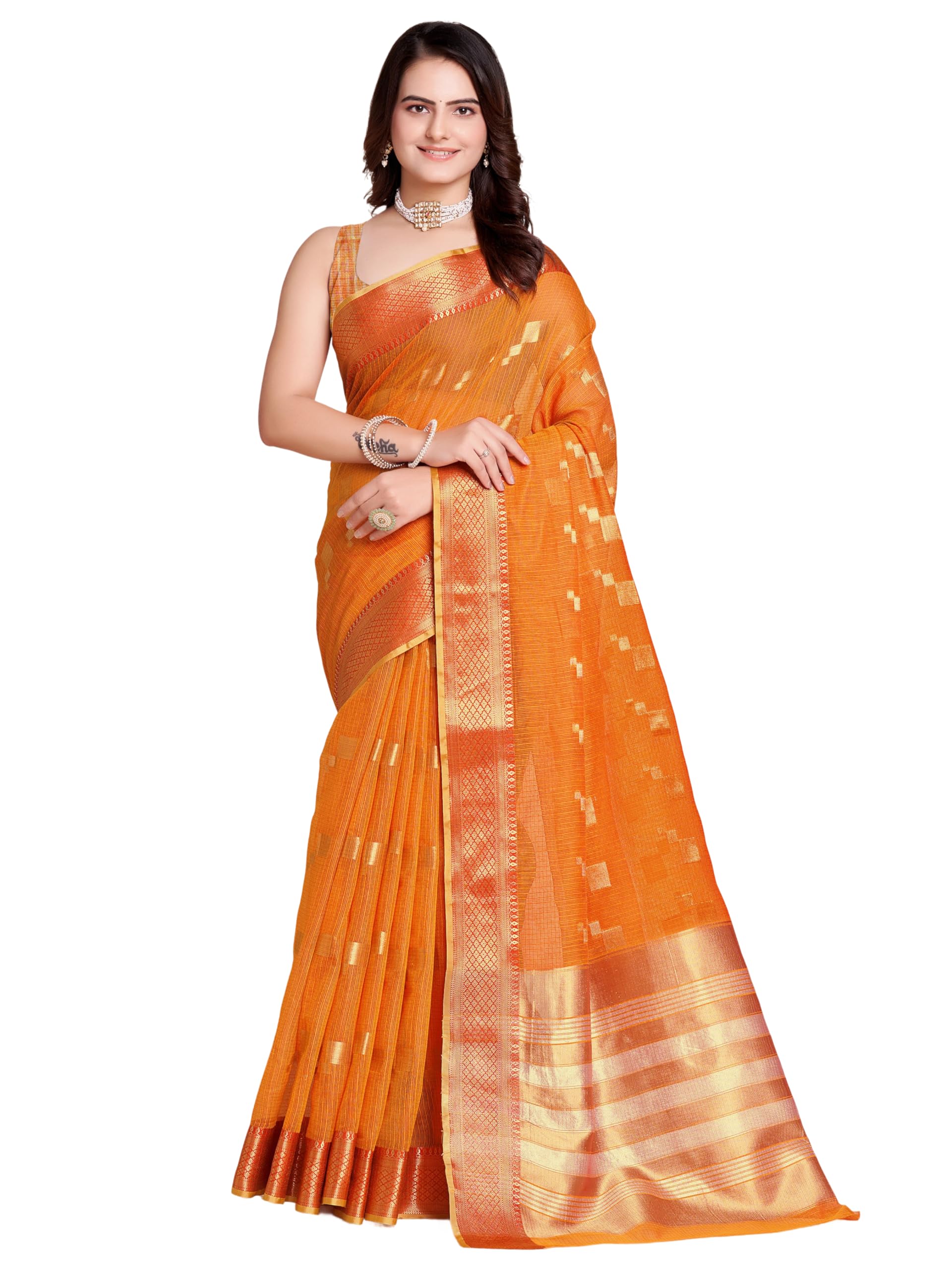 Kanjivaram Soft Cotton Kota Doriya Saree | Fine-Check Premium Texture Handloom Sari with Blouse Piece | Office Daily Festival Pooja | Free Size-picture-23