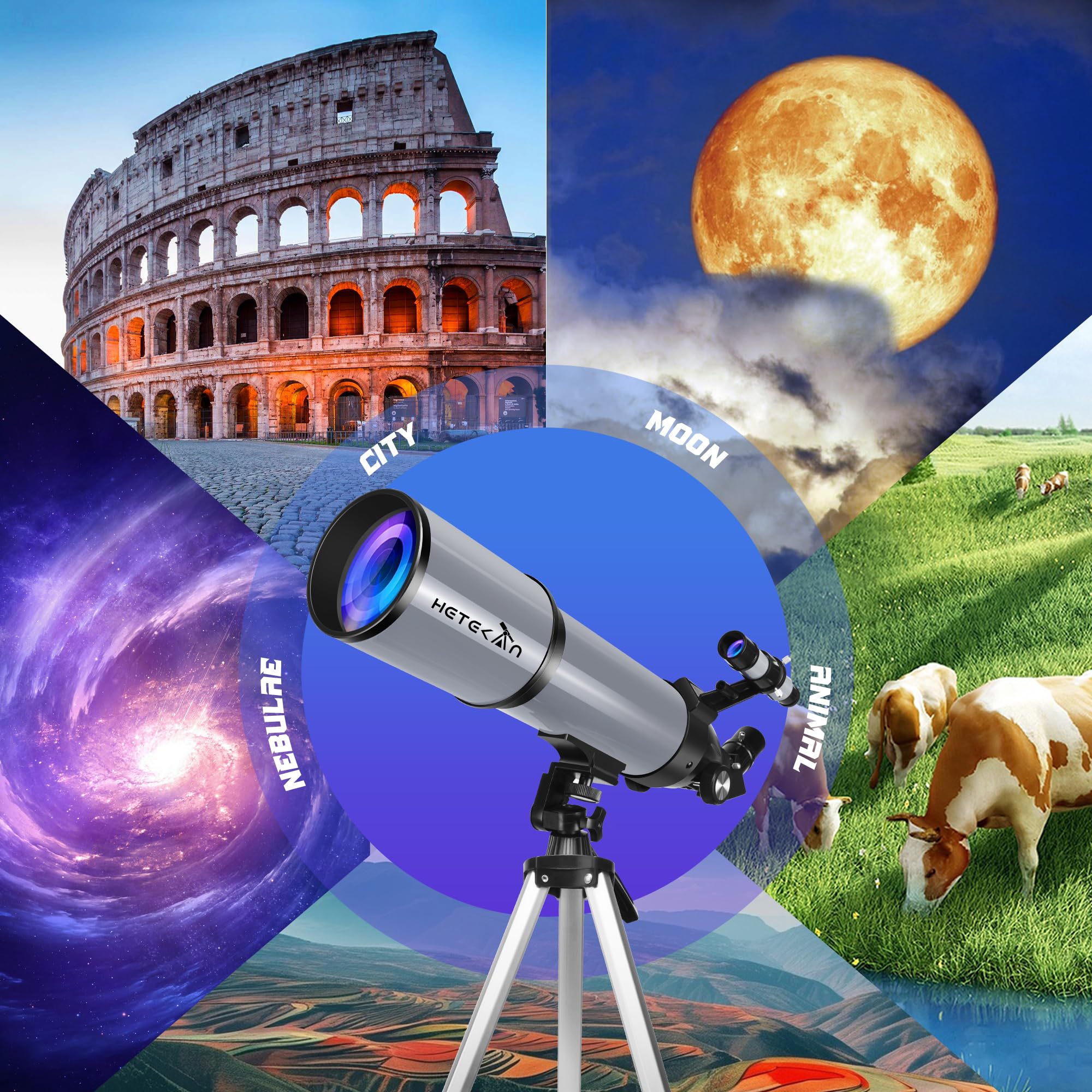 Telescopio Astronomico Professionale 80/600mm, Telescopio Rifrattore Portatile per Adulti, Bambini e Principianti, per l’Osservazione della Luna e delle Stelle, con Borsa da Trasporto