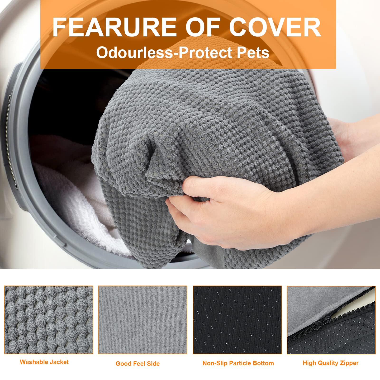 3 Steps Dog Ramp/Stairs for Beds and Couches,MOOACE Pet Stairs with Durable High Density Open Immediately Foam, Washable Cover and Pet Hair Remover Roller - Reduce Stress on Pet Joints/Easy to Walk