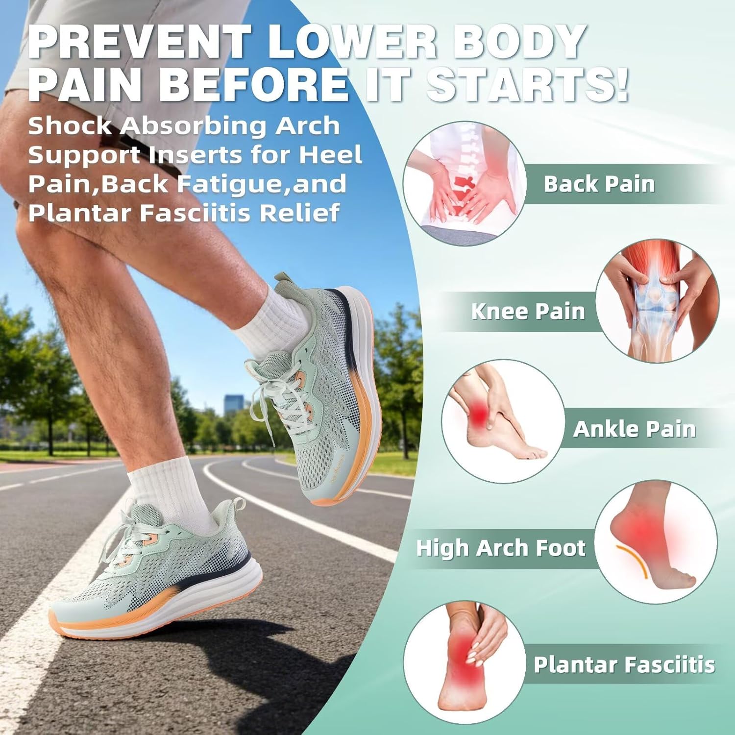 Men's Orthopedic Road Running Shoes: Comfortable Arch Supports Plantar Fasciitis Orthotic Sports Fashion Sneakers, Casual Outdoor Hiking Tennis Athletic Walking Shoes for Foot Heel and Pain Relief