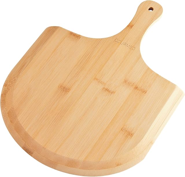 GOURMEO Drewniana Łopatka Do Pizzy - 38,5 x 29,5 cm Łopatka z Drewna Bambusowego - Deska Zapobiegająca Zwijaniu się ciasta Chleba i Innych Wypieków